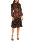 Women's Floral Ruffle-Neck Tea Dress black/wine, 0 - фото #1