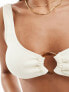 4th & Reckless ring front crinkle bikini top in cream