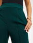 Фото #3 товара Vila stretch wide leg trousers with pin tuck front in dark green