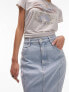 Фото #3 товара Topshop Petite highwaist denim fishtail skirt in bleach