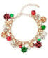 ფოტო #1 პროდუქტის Tri-Tone Crystal, Imitation Pearl & Bow Jingle Bell Charm Bracelet, Created for Macy's