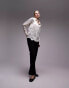 Фото #3 товара Topshop crinkle satin lace patchwork shirt in ivory