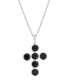 Silver-Tone Black Crystal Cross Chain Necklace