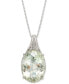 Фото #1 товара Mint Quartz (9 ct. t.w.) & White Topaz (1/8 ct. t.w.) 18" Pendant Necklace in Sterling Silver