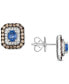 Blueberry Sapphire (3/4 ct. t.w.) & Diamond (5/8 ct. t.w.) Halo Stud Earrings in 14k White Gold