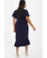 Plus Size V-Neck Frill Hem Midi Dress Синий, 14W - фото #3