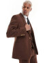 Фото #1 товара ASOS DESIGN wedding skinny wool mix suit jacket in brown basketweave texture