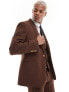 ASOS DESIGN wedding skinny wool mix suit jacket in brown basketweave texture