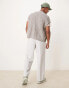 ASOS DESIGN smart wide leg pleated wool mix trousers in light grey herringbone