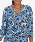 ფოტო #4 პროდუქტის Petite Embellished Split Neck Floral Printed Knit Top