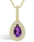 Фото #1 товара Macy's amethyst (7/8 Ct. T.W.) and Diamond (3/8 Ct. T.W.) Halo Pendant Necklace in 14K Yellow Gold