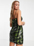 Фото #2 товара Miss Selfridge Premium festival sequin dogtooth mini dress in black and green