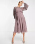 ASOS DESIGN Maternity midi dress with linear yoke embellishment in mauve