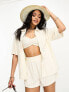 Фото #1 товара ASOS DESIGN embossed beach shirt co-ord in cream