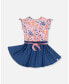 ფოტო #1 პროდუქტის Girl Printed And Chambray Bi-Material Dress Lavender - Child