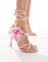 Public Desire Petal strappy heeled sandals with corsage