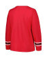 ფოტო #4 პროდუქტის Women's Scarlet Ohio State Buckeyes Plus Size Triple Script Scoop Neck Long Sleeve T-shirt