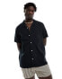 Hollister short sleeve seersucker shirt in black Черный, L - фото #1