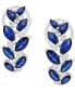 ფოტო #3 პროდუქტის Lab Grown Sapphire (3-1/6 ct. t.w.) & Lab Grown Diamond (1/3 ct. t.w.) Vine-Inspired Hoop Earrings in 14k White Gold, 0.79"