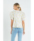 ფოტო #3 პროდუქტის Women's Abstract Floral Print Ruffle Top