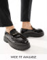 Фото #2 товара ASOS DESIGN chunky loafers in black faux leather with gold snaffle