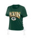 Women's Green Green Bay Packers Lace Up Side Modest Cropped T-Shirt Зеленый, S - фото #3