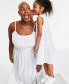 Фото #3 товара Trendy Plus Size Cotton Eyelet Smocked-Waist Dress, Created for Macy's