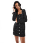 Фото #1 товара Kaiia boucle square neck button through mini dress in black