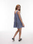 Topshop tiered mini textured dress in blue M - фото #3