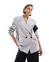 Vero Moda tailored herringbone blazer in light grey melange