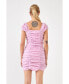 Women's Ruched Mini Dress with Cap Sleeves