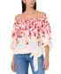 ფოტო #1 პროდუქტის Women's Off-The-Shoulder Floral Tie-Hem Top