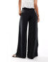 & Other Stories linen blend fluid wide leg trousers in black