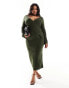 Фото #1 товара Pretty Lavish Curve cross over knit maxi dress in olive