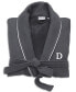 Фото #2 товара Personalized 100% Turkish Cotton Waffle Terry Bathrobe with Satin Piped Trim - Dark Gray