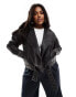 Фото #1 товара Yours PU biker jacket in charcoal