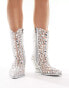 Azalea Wang Gemmy embellished western ankle boots in silver