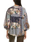 Fate Patchwork Print Bubble Sleeve Blouse Women's White S