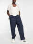 Topman wide leg pronounced twill trousers in navy