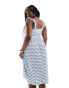 Pieces Curve textured jersey frill strap maxi dress in blue spot print