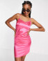 Urban Threads Tall satin mini dress in hot pink Розовый, EU 38 Tall - фото #3