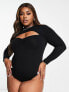 ASOS DESIGN Curve ruched cut out bodysuit in black