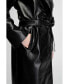 ფოტო #3 პროდუქტის Women's Leather Trench Coat, Black