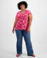 Plus Size Printed Lace-Up-Neck Top, Created for Macy's
