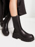 New Look chunky flat boots with cleated sole in black