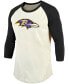 Фото #3 товара Men's Lamar Jackson Cream, Black Baltimore Ravens Vintage-Inspired Player Name Number Raglan 3/4 Sleeve T-shirt