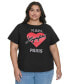 Фото #1 товара Plus Size Beaded Heart T-Shirt, Created for Macy's