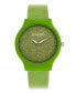 ფოტო #1 პროდუქტის Unisex Glitter Green Leatherette Strap Watch 36mm