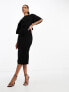 Фото #2 товара Closet London wrap tie midi dress in black