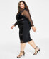 Фото #3 товара Trendy Plus Size Trendy Plus Size Velvet Mesh-Trim Midi Dress